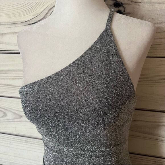 Princess Polly Sparkly Silver One Strap Mini Bodycon Dress - Picture 6 of 11